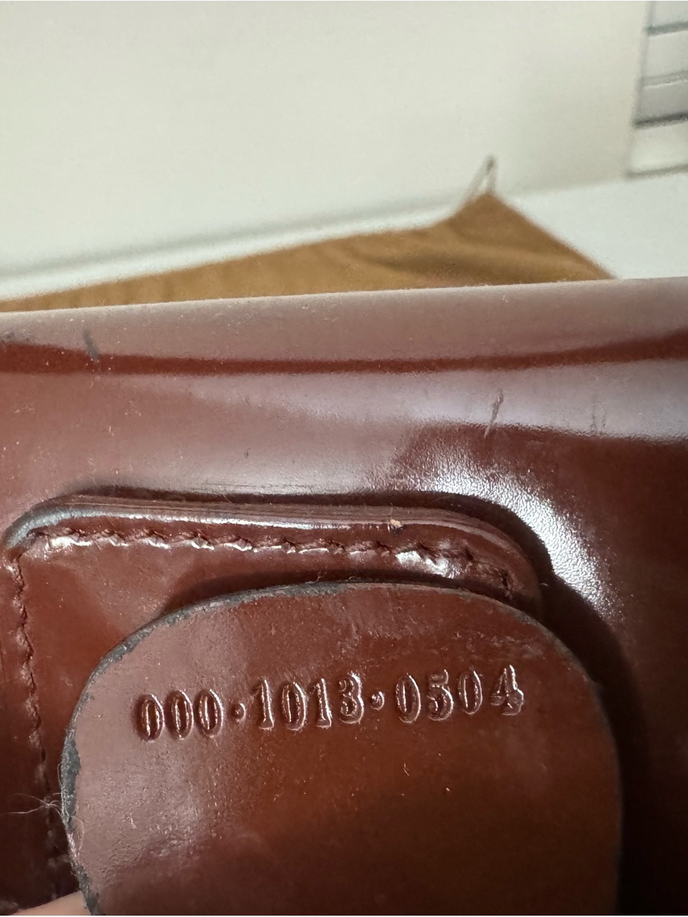 Authentic Gucci Glossy Brown Patent Leather Satchel with Double G Emboss - Picture 13 of 16